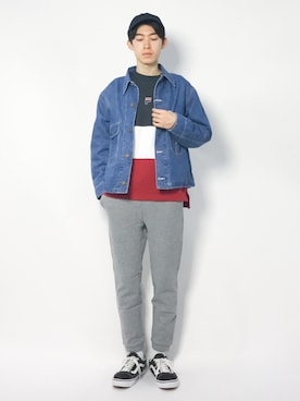 「Champion」｜「アイテム（カバーオール）」を使った、Morikawa Yoshinoriさん（メンズ・176cm）の春コーディネート