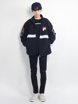 「FILA（フィラ）のアイテム（ナイロンジャケット）」を使った、Morikawa Yoshinoriさん（メンズ・176cm）の春コーディネート