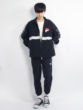 「FILA（フィラ）のアイテム（ナイロンジャケット）」を使った、Morikawa Yoshinoriさん（メンズ・176cm）の春コーディネート