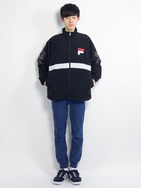 「FILA（フィラ）のアイテム（ナイロンジャケット）」を使った、Morikawa Yoshinoriさん（メンズ・176cm）の春コーディネート