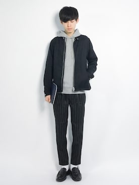 「BEAMS（ビームス）のアイテム（ライダースジャケット）」を使った、Morikawa Yoshinoriさん（メンズ・176cm）の春コーディネート