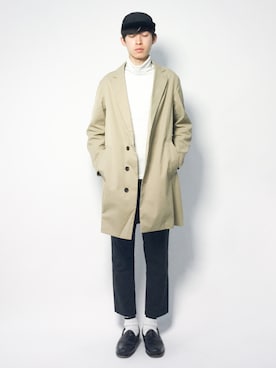 「BACK NUMBER（バックナンバー）のアイテム（チェスターコート）」を使った、Morikawa Yoshinoriさん（メンズ・176cm）の春コーディネート