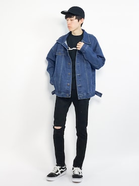 「CASPER JOHN AIVER（キャスパージョンアイバー）のアイテム（デニムジャケット）」を使った、Morikawa Yoshinoriさん（メンズ・176cm）の春コーディネート
