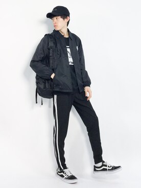 「NUMERALS（ヌメラルズ）のアイテム（帽子）」を使った、Morikawa Yoshinoriさん（メンズ・176cm）の春コーディネート