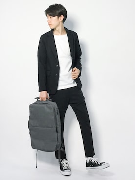 「jiggys shop（ジギーズショップ）のアイテム（テーラードジャケット）」を使った、Morikawa Yoshinoriさん（メンズ・176cm）の春コーディネート