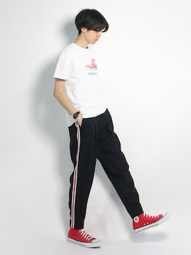 「NOISE MAKER（ノイズメーカー）のアイテム（パンツ）」を使った、Morikawa Yoshinoriさん（メンズ・176cm）の春コーディネート