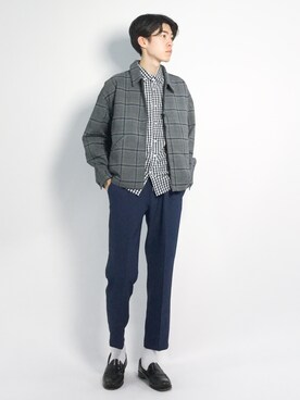 「柄×柄」｜「アイテム（ブルゾン）」を使った、Morikawa Yoshinoriさん（メンズ・176cm）の春コーディネート