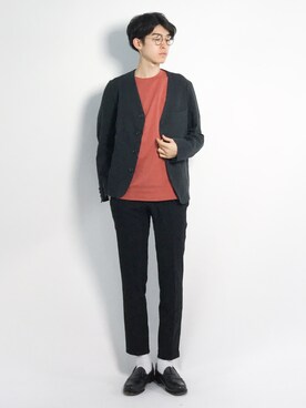 「URBAN RESEARCH（アーバンリサーチ）のアイテム（ノーカラージャケット）」を使った、Morikawa Yoshinoriさん（メンズ・176cm）の春コーディネート