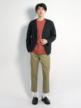 「URBAN RESEARCH（アーバンリサーチ）のアイテム（ノーカラージャケット）」を使った、Morikawa Yoshinoriさん（メンズ・176cm）の春コーディネート