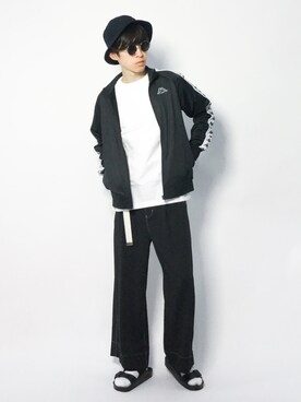 「サンダルに靴下」｜「アイテム（ジャージ）」を使った、Morikawa Yoshinoriさん（メンズ・176cm）の夏コーディネート