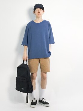 「SPINNS（スピンズ）のアイテム（バックパック/リュック）」を使った、Morikawa Yoshinoriさん（メンズ・176cm）の夏コーディネート