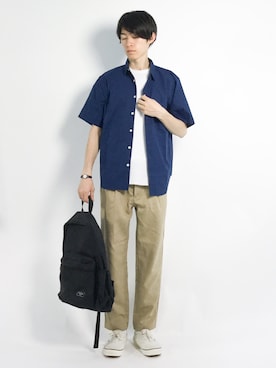 「SPINNS（スピンズ）のアイテム（バックパック/リュック）」を使った、Morikawa Yoshinoriさん（メンズ・176cm）の夏コーディネート