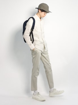 「Back Channel（バックチャンネル）のアイテム（キャップ）」を使った、Morikawa Yoshinoriさん（メンズ・176cm）の夏コーディネート