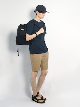 「NANO universe（ナノユニバース）のアイテム（その他パンツ）」を使った、Morikawa Yoshinoriさん（メンズ・176cm）の夏コーディネート