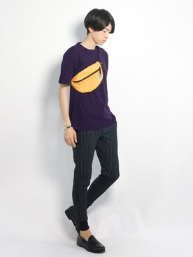 「NANO universe（ナノユニバース）のテンセルリネン半袖ニット（Tシャツ/カットソー）」を使った、Morikawa Yoshinoriさん（メンズ・176cm）の夏コーディネート