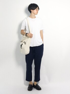 「HVC（エイチブイシー）のアイテム（パンツ）」を使った、Morikawa Yoshinoriさん（メンズ・176cm）の夏コーディネート