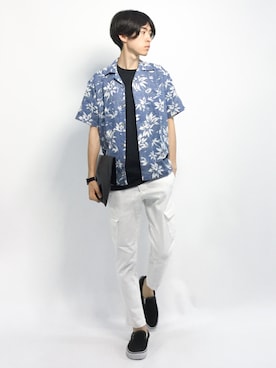 「INASTUDIOS（イーナストゥディオス）のアイテム」を使った、Morikawa Yoshinoriさん（メンズ・176cm）の夏コーディネート