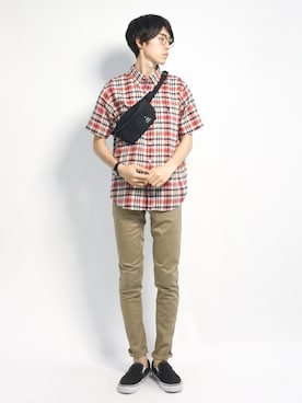 「MK MICHEL KLEIN HOMME （エムケーミッシェルクランオム）のアイテム（パンツ）」を使った、Morikawa Yoshinoriさん（メンズ・176cm）の夏コーディネート