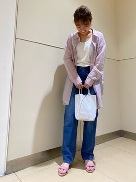 「URBAN RESEARCH DOORS（アーバンリサーチドアーズ）のハイライズデニムパンツ（デニムパンツ）」を使った、kitaarashi rikakoさん（レディース・158cm）の春コーディネート
