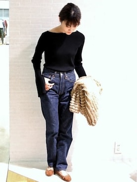 「E.PORSELLI（ポルセッリ）のアイテム」を使った、Fukaさん（レディース・159cm）の冬コーディネート