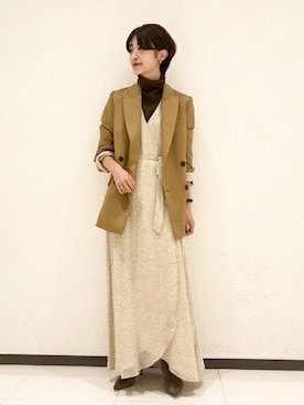 「ドット柄」｜Fukaさん（レディース・159cm）の秋コーディネート