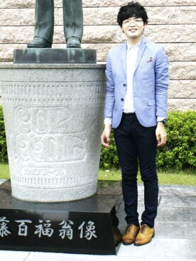 「H&M（エイチ・アンド・エム）のアイテム（スーツジャケット）」を使った、James laurentさん（メンズ・176cm）の冬コーディネート