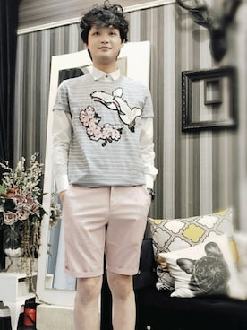 「zinif（ジニフ）のアイテム」を使った、James laurentさん（メンズ・176cm）の夏コーディネート