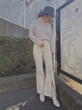 「LOWRYS FARM（ローリーズファーム）のストレッチヒールブーツ　851418（ブーツ）」を使った、ｋａｗａｃ 🌞さん（レディース・159cm）の冬コーディネート