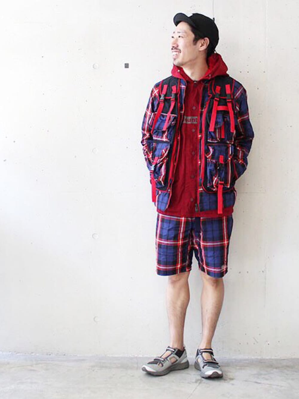 「White Mountaineering、セットアップ、mighty shine、チェック」｜「WHITE MOUNTAINEERINGのアイテム（ブルゾン、その他）」を使った、しまもんさん（メンズ・175cm）の春コーディネートの1枚目の写真