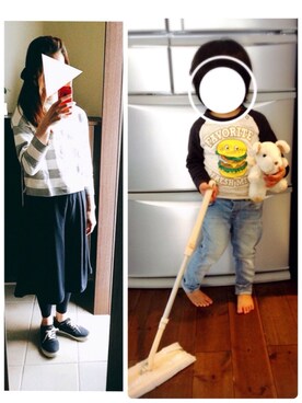 「BOBSON（ボブソン）のアイテム（トップス）」を使った、U☺︎さん（キッズ・100cm）の春コーディネート