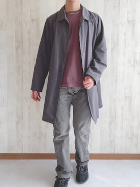 「CIAOPANIC TYPY（チャオパニックティピー）のアイテム（ステンカラーコート）」を使った、まっくろ🐕さん（メンズ・166cm）の春コーディネート