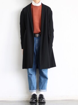 「テラコッタ」｜「アイテム（チェスターコート）」を使った、yoyo＊yoさん（メンズ・174cm）の冬コーディネート