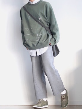 「アイテム（ドレスシューズ、グリーン系）」を使った、yoyo＊yoさん（メンズ・174cm）の春コーディネート