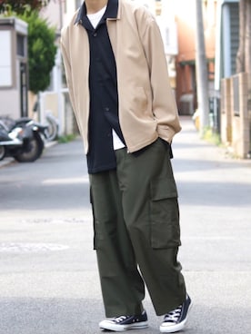 「NIIRUS（ニールス）のアイテム（ブルゾン）」を使った、yoyo＊yoさん（メンズ・175cm）の春コーディネート