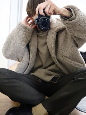 「LIDNM（リドム）のOVERSIZED BOA OUTER（ブルゾン）」を使った、kotaさん（メンズ・173cm）の冬コーディネート