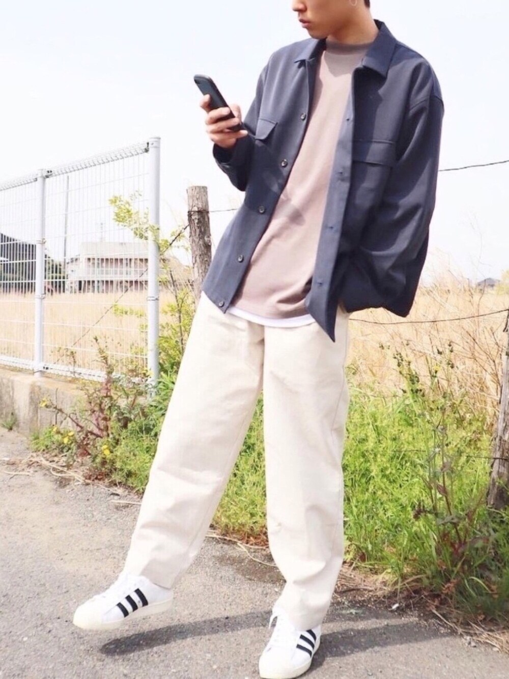 kotaさんの「TRストレッチ スーツ地 オーバーサイズ CPO シャツ ジャケット/ドレープCPOシャツJKT（MONO-MART）」を使ったコーディネート