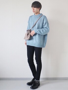 「ブルーニット」｜「アイテム（その他）」を使った、kotaさん（メンズ・173cm）の冬コーディネート