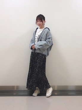 「w closet（ダブルクローゼット）のドロップショルダーBIGブルゾン（ブルゾン）」を使った、maayaさん（レディース・158cm）の冬コーディネート