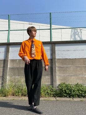 「アイテム（スリッポン）」を使った、児玉 葵さん（メンズ・176cm・20代）の春コーディネート