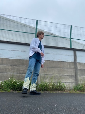 「リメイクデニム」｜「アイテム（ブルゾン）」を使った、児玉 葵さん（メンズ・176cm）の夏コーディネート
