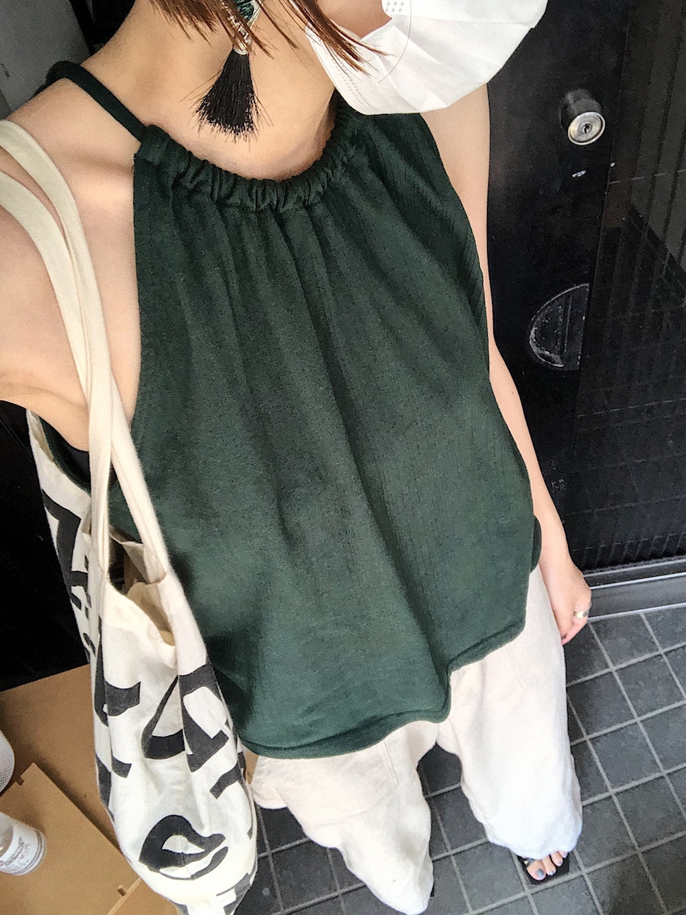 トップス 6(ROKU) COTTON RIB HALTER NECK CAMISOLE 6（ロク）の「＜6(ROKU)＞COTTON RIB HALTER NECK CAMISOLE