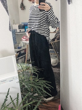 「ベルベットパンツ」｜ゆさん（レディース・165cm）の冬コーディネート