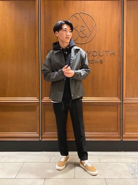 「RECOMMEND  ITEM STYLING」｜「アイテム（ブルゾン）」を使った、紙屋和磨さん（メンズ・165cm）の秋コーディネート