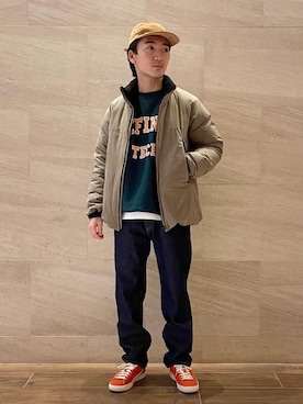 「RECOMMEND  ITEM STYLING」｜「アイテム（ダウンジャケット/コート）」を使った、紙屋和磨さん（メンズ・165cm）の冬コーディネート