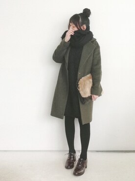 「ファークラッチ」｜「アイテム（ワンピース/ドレス）」を使った、SACHIさん（レディース・150cm）の冬コーディネート
