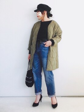 「サッシュベルト」｜「アイテム（ブルゾン）」を使った、SACHIさん（レディース・150cm）の冬コーディネート