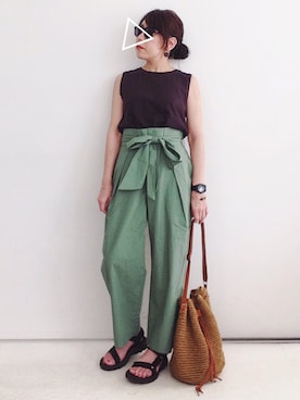 「カーキパンツ」｜SACHIさん（レディース・150cm）の夏コーディネート