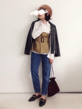 「MCM（エムシーエム）のアイテム（パンツ）」を使った、SACHIさん（レディース・150cm）の秋コーディネート