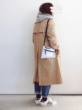 「note et silence （ノートエシロンス）のアイテム（ステンカラーコート）」を使った、SACHIさん（レディース・150cm）の春コーディネート