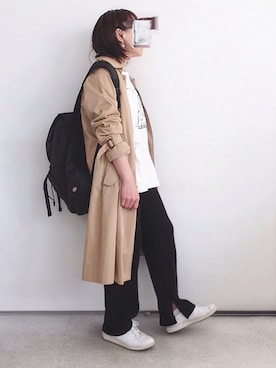 「note et silence （ノートエシロンス）のアイテム（ステンカラーコート）」を使った、SACHIさん（レディース・150cm）の春コーディネート
